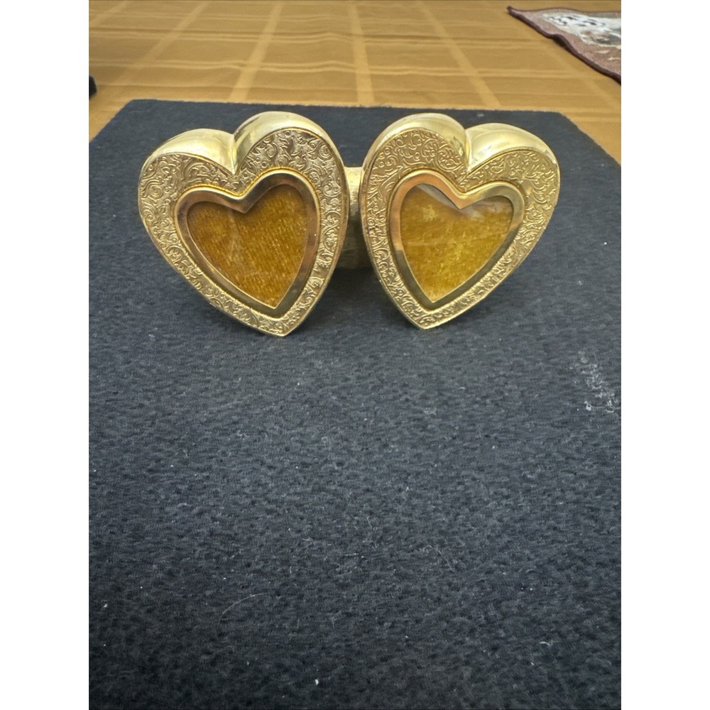 Vintage Ted Arnold Brass Heart Shape Picture Frame 4,3/4" x 2,1/2" x  1" Signed